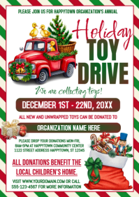 White Maximalist Christmas Toy Drive Invitation Ad A4 template