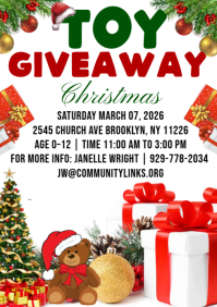 White Maximalist Christmas Toy Giveaway Flyer  A4 template