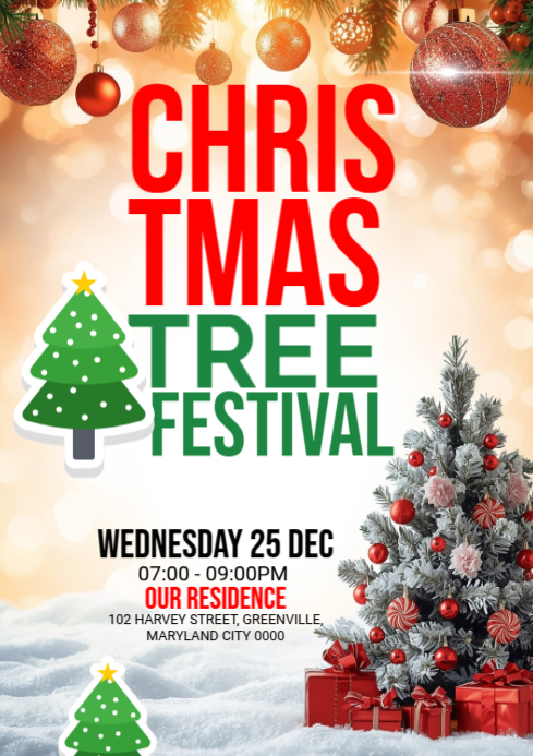 Copy of White Maximalist Christmas Tree Festival A4 | PosterMyWall