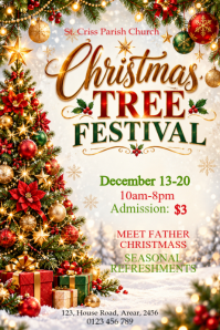 White Christmas Tree Festival Ishidi elingu 4' × 6' Template