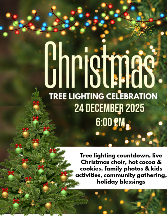 Modèle White Maximalist Christmas Tree Lighting Flyer Flyer (us Letter ...