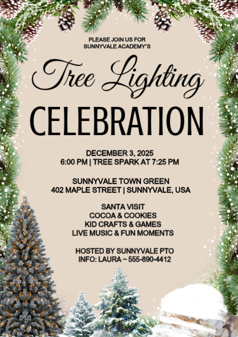 Tree Lighting Flyer.pdf White Maximalist Christmas Tree Lighting Flyer A4 Template | PosterMyWall