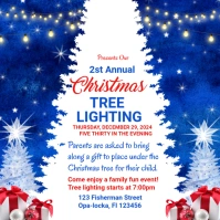 White Maximalist Christmas Tree Lighting Instagram Post template