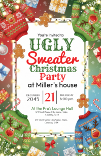 White Maximalist  Christmas Ugly Sweater Tabloid template