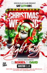 White Maximalist Christmas Weekend Party Half Page Wide template