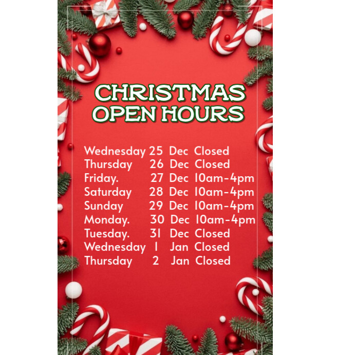 White Maximalist Christmas Working Hours Notice  Instagram Post template