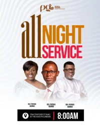 White Maximalist Church All Night Flyer  Instagram Portrait template