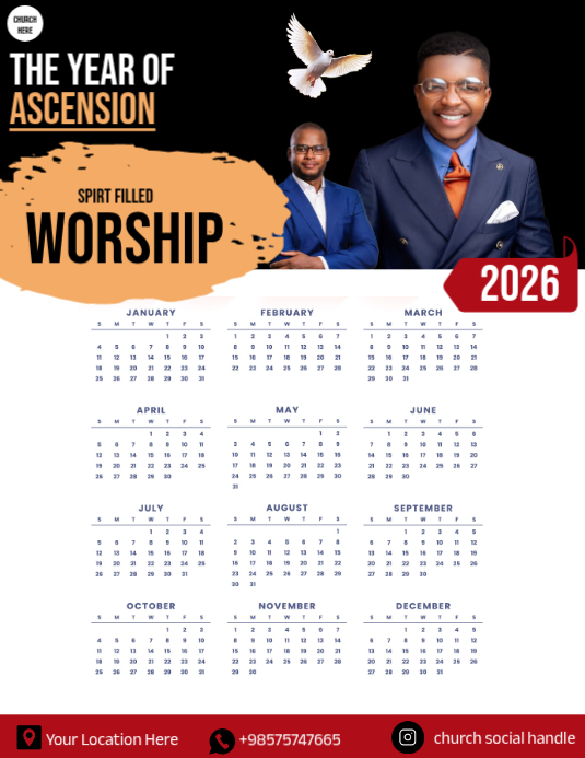 White Maximalist Church Calendar 2026 2026 Calendar Flyer (us Letter ...