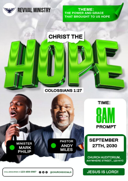White Maximalist Church Flyer A3 template