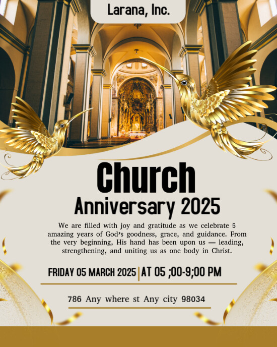 White Maximalist Church Flyer Anniversary Instagram Portrait template