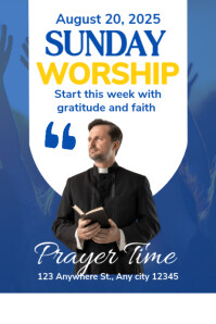 White Maximalist Church Poster template
