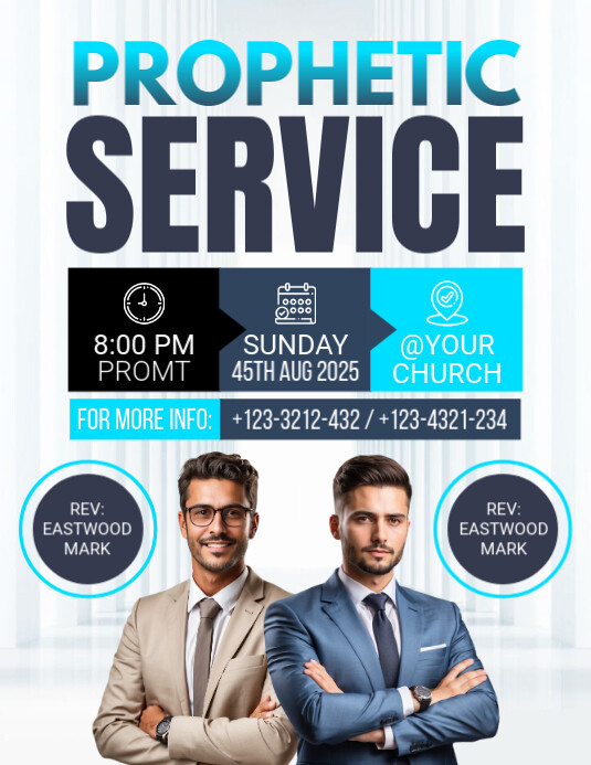 White Maximalist Church Prophetic Service Flyer (us Letter) Template ...
