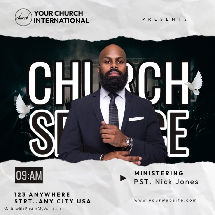 Copy of White Maximalist Church Service Instagram Post | PosterMyWall