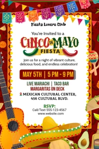 White Maximalist Cinco De Mayo Party Poster Póster template