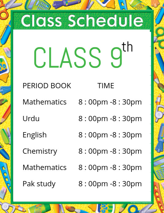White Maximalist Class Schedule Flyer Flyer (us Letter) template