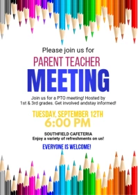 White Maximalist Classroom Meeting Notice A4 template