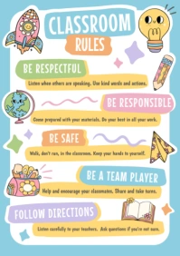 White Maximalist Classroom Rules A2 template