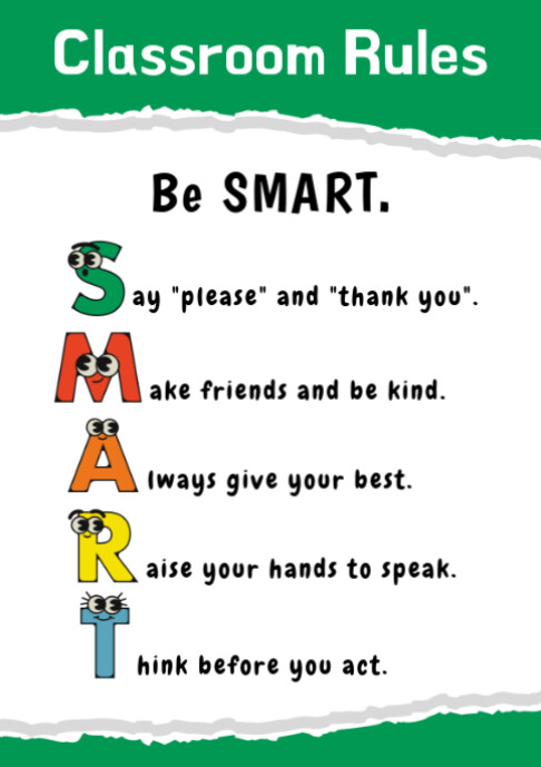 White Maximalist Classroom Rules A2 template