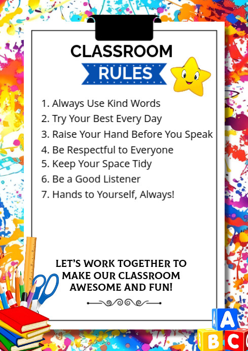 White Maximalist Classroom Rules  A4 template