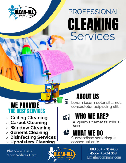 White Maximalist Cleaning Company  Flyer (us Letter) template