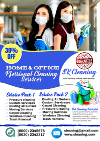 White Maximalist Cleaning Services Flyer A4 template