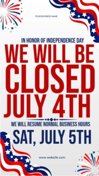 White Maximalist Closed For 4th Of July Instagram Story template