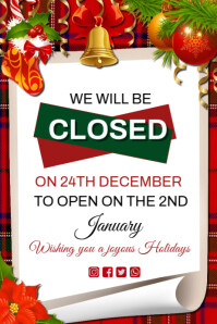 Biały Holiday Closure Announcement Poster Template