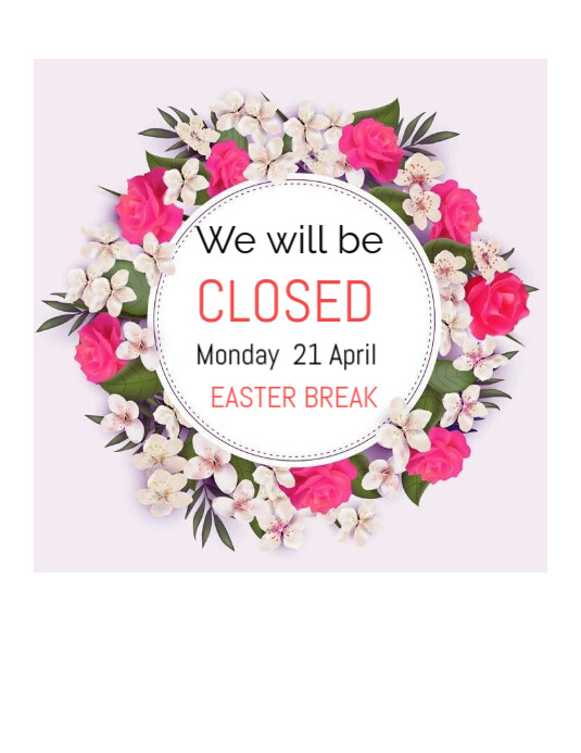 White Maximalist Closed For Easter Break Notice  Flyer (us Letter) template