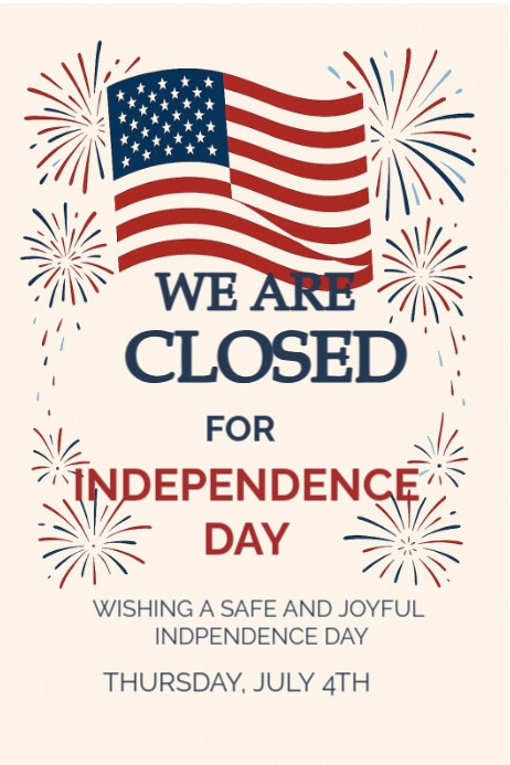 White Maximalist Closed For Independence Poster template