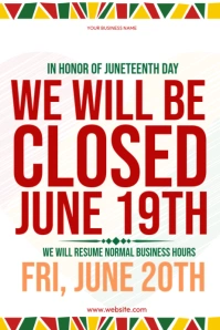 White Maximalist Closed For Juneteenth  Poster template