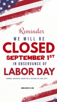 White Maximalist Closed For Labor Day Instagram Story template