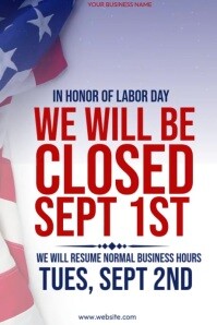 White Maximalist Closed For Labor Day  Poster template