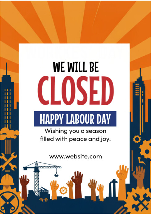 White Maximalist Closed For Labour Day A4 template