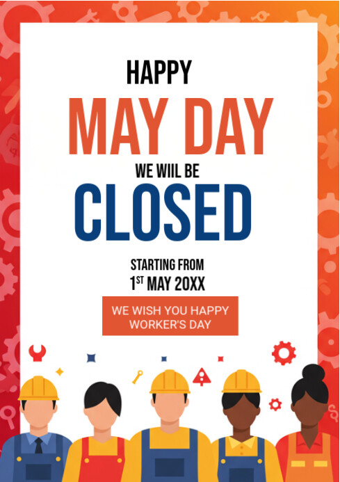 White Maximalist Closed For Labour Day A4 template
