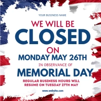 White Maximalist Closed For Memorial Day  Instagram Post template
