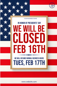 White Maximalist Closed For Presidents’ Day Poster template