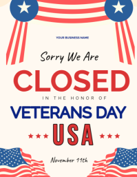 White Maximalist Closed For Usa Veterans Day Flyer (us Letter) template