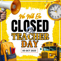 White Maximalist Closed On Teacher Day Instagram Post Wpis na Instagrama template