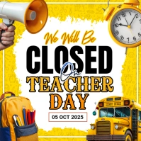 White Maximalist Closed On Teacher Day Instagram Post template