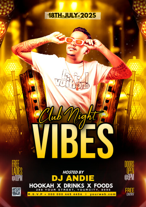 White Maximalist Club Vibes Party A4 template