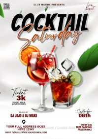 White Maximalist Cocktail Saturday  A4 template