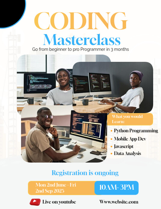 White Maximalist Coding Flyer (us Letter) 传单(美国信函) template