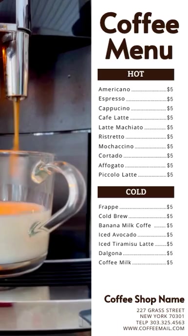 White Maximalist Coffee Menu Instagram Story template
