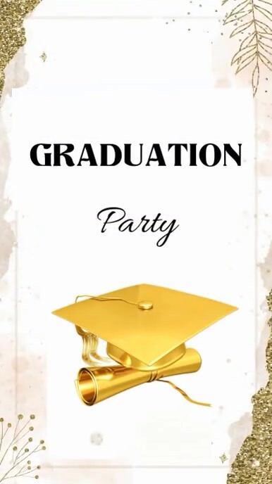 White Maximalist College Graduation Party Dig 数字显示屏 (9:16) template