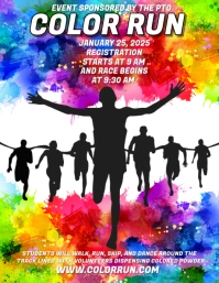 White Maximalist Color Run Flyer (us Letter) template