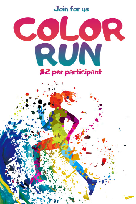 White Maximalist Color Run Poster Template | PosterMyWall