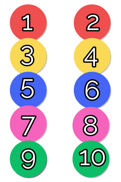 White Maximalist Colorful Numbers to 10 Poster template