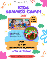 White Maximalist Colourful Kids Summer Camp Instagram Portrait template