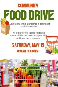 White Maximalist Community Food Drive Poster Póster template
