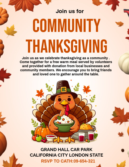 White Maximalist Community Thanksgiving Dinner Invitation Template ...